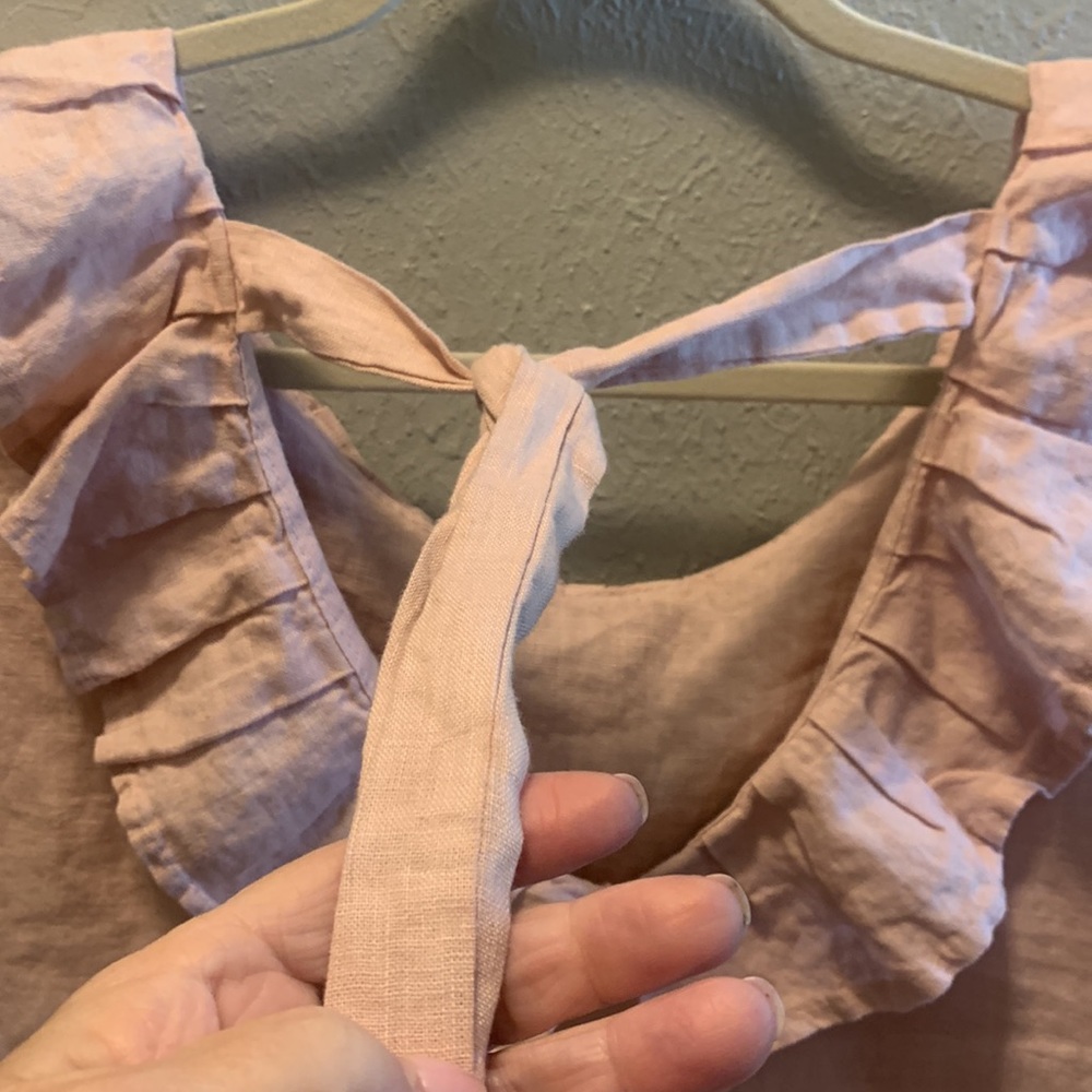 Luca Vanucci Linen Top Summer Mauve Ruffles Women’s Sz Small - Picture 7 of 9